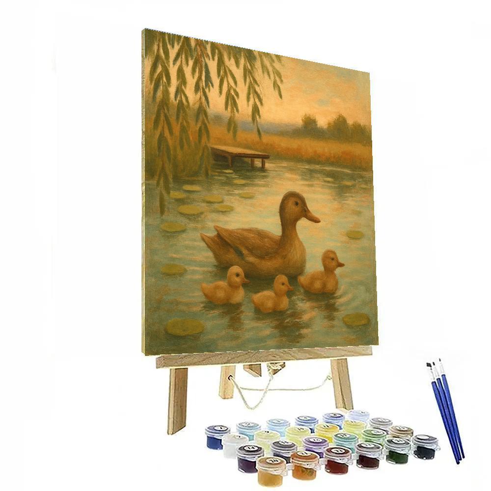 Ducks On A Cozy Pond At Twilight DIY paint by numbers