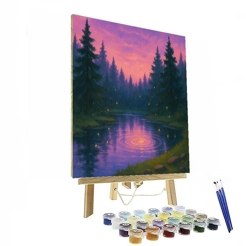 Lavender Twilight Pond DIY paint by numbers