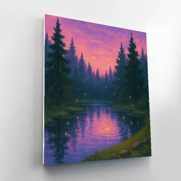 Lavender Twilight Pond DIY paint by numbers