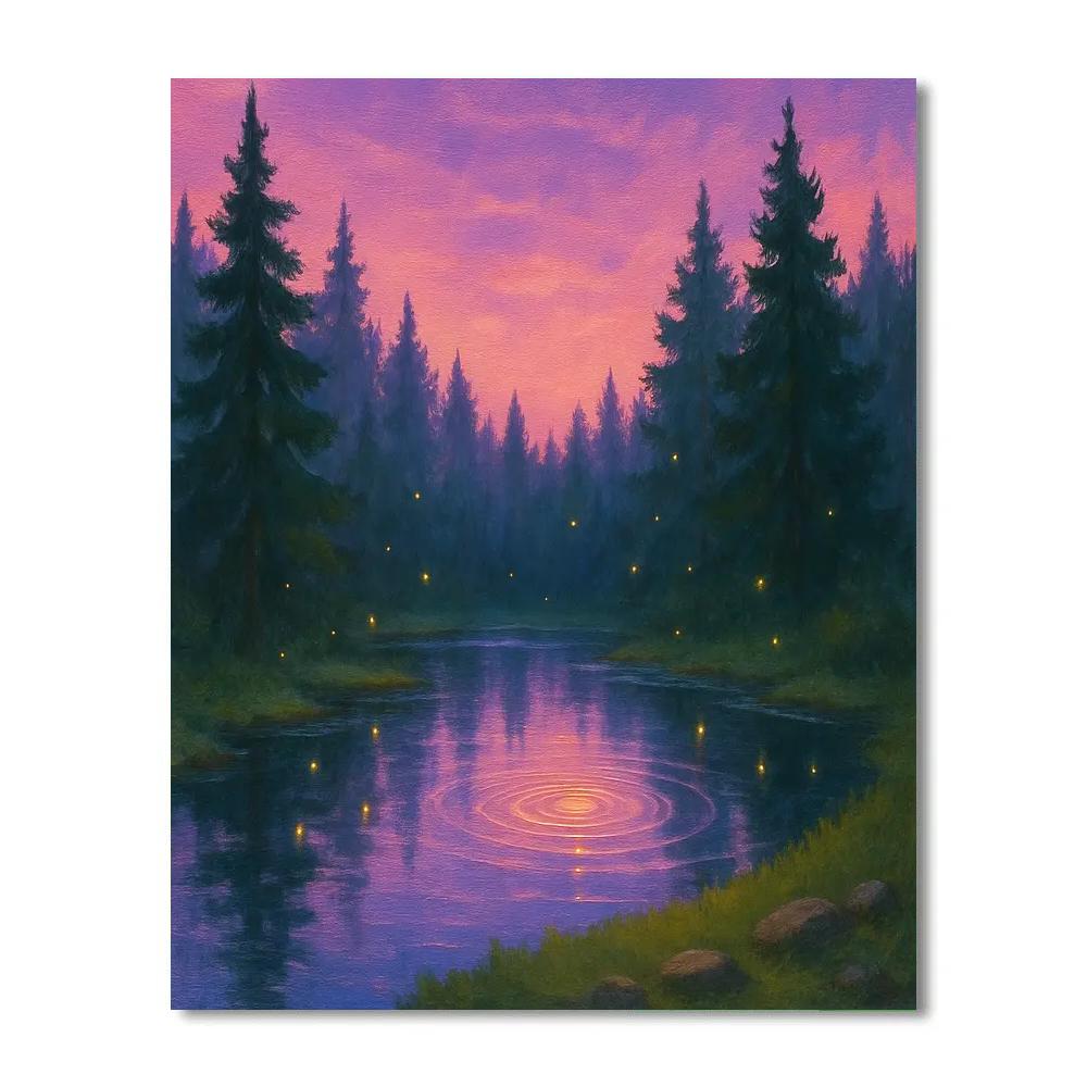 Lavender Twilight Pond DIY paint by numbers