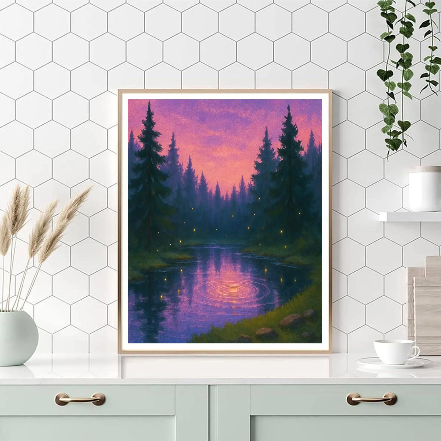Lavender Twilight Pond DIY paint by numbers