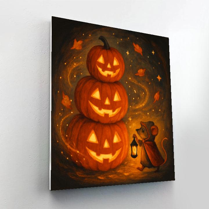 Stacked Jack O Lantern Parade Paint by numbers art