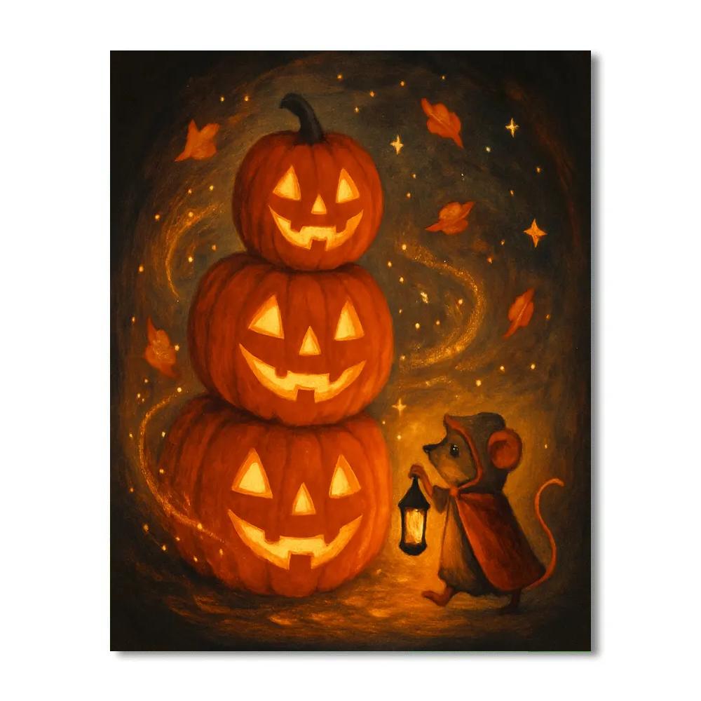 Stacked Jack O Lantern Parade Paint by numbers art