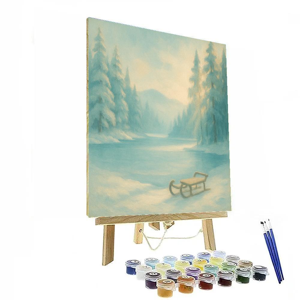 Snowbound Lake At Dawn Number painting
