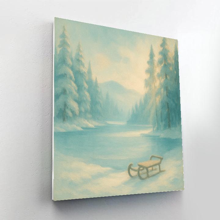 Snowbound Lake At Dawn Number painting
