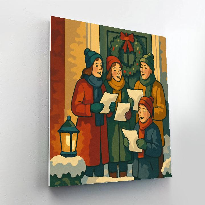 Doorstep Caroling Friends Painting by numbers kit