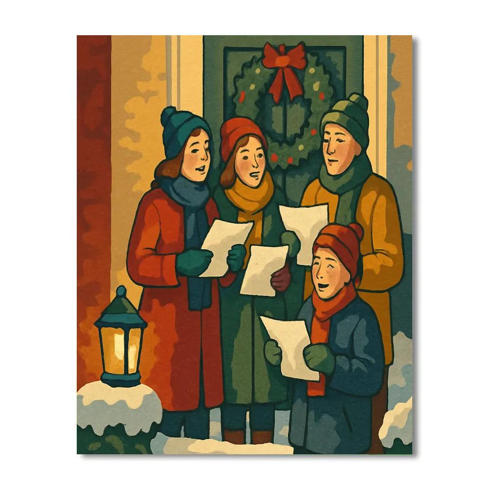 Doorstep Caroling Friends Painting by numbers kit