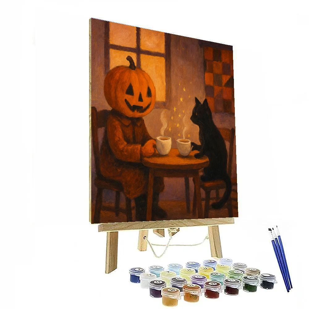 Autumn Tea With Pumpkin Friend Numbered painting kits