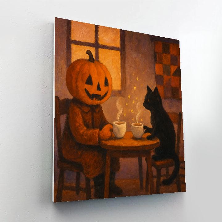 Autumn Tea With Pumpkin Friend Numbered painting kits