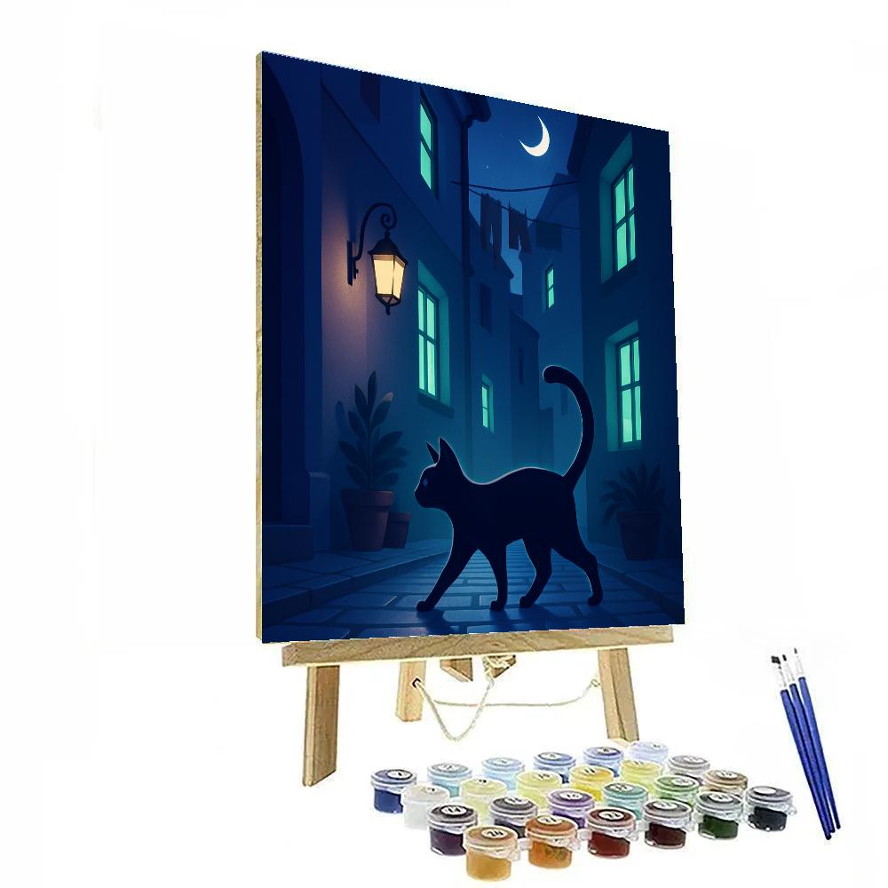 Cat Midnight Stroll Numbered painting kits
