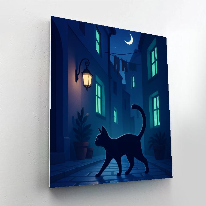 Cat Midnight Stroll Numbered painting kits