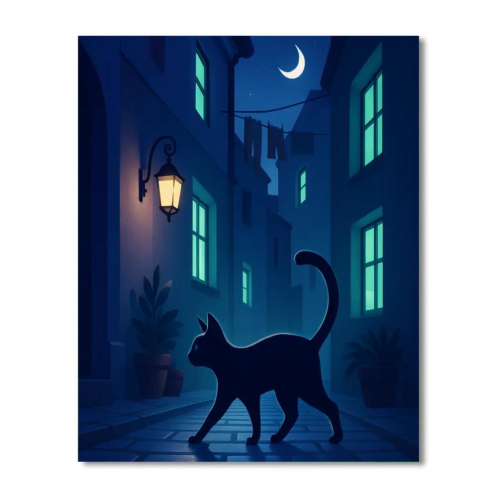 Cat Midnight Stroll Numbered painting kits