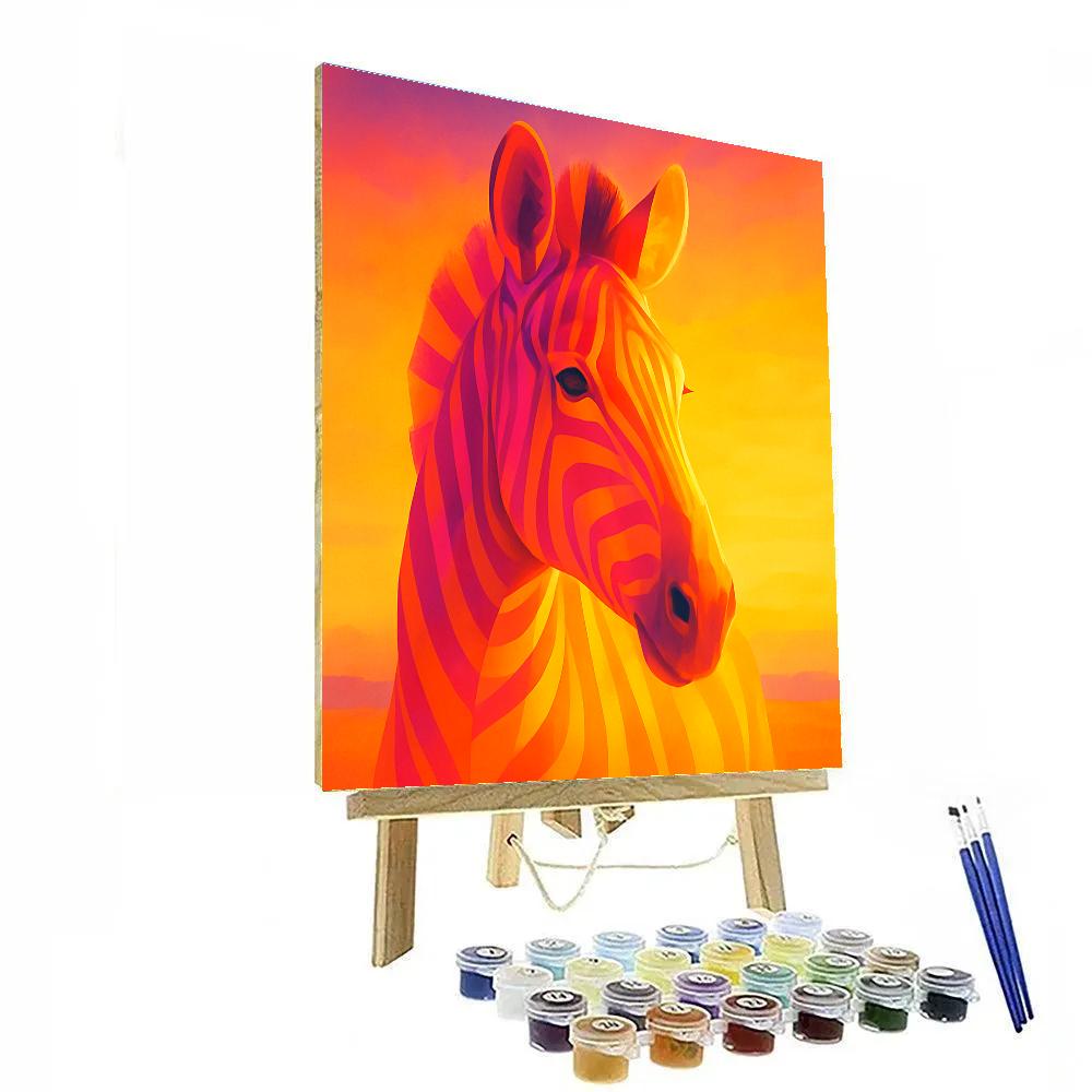 Sunset Zebra Mosaic paint by numbers