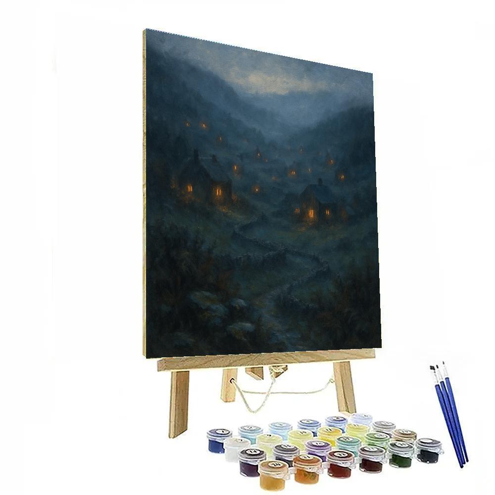 Foggy Valley Lanterns Number painting
