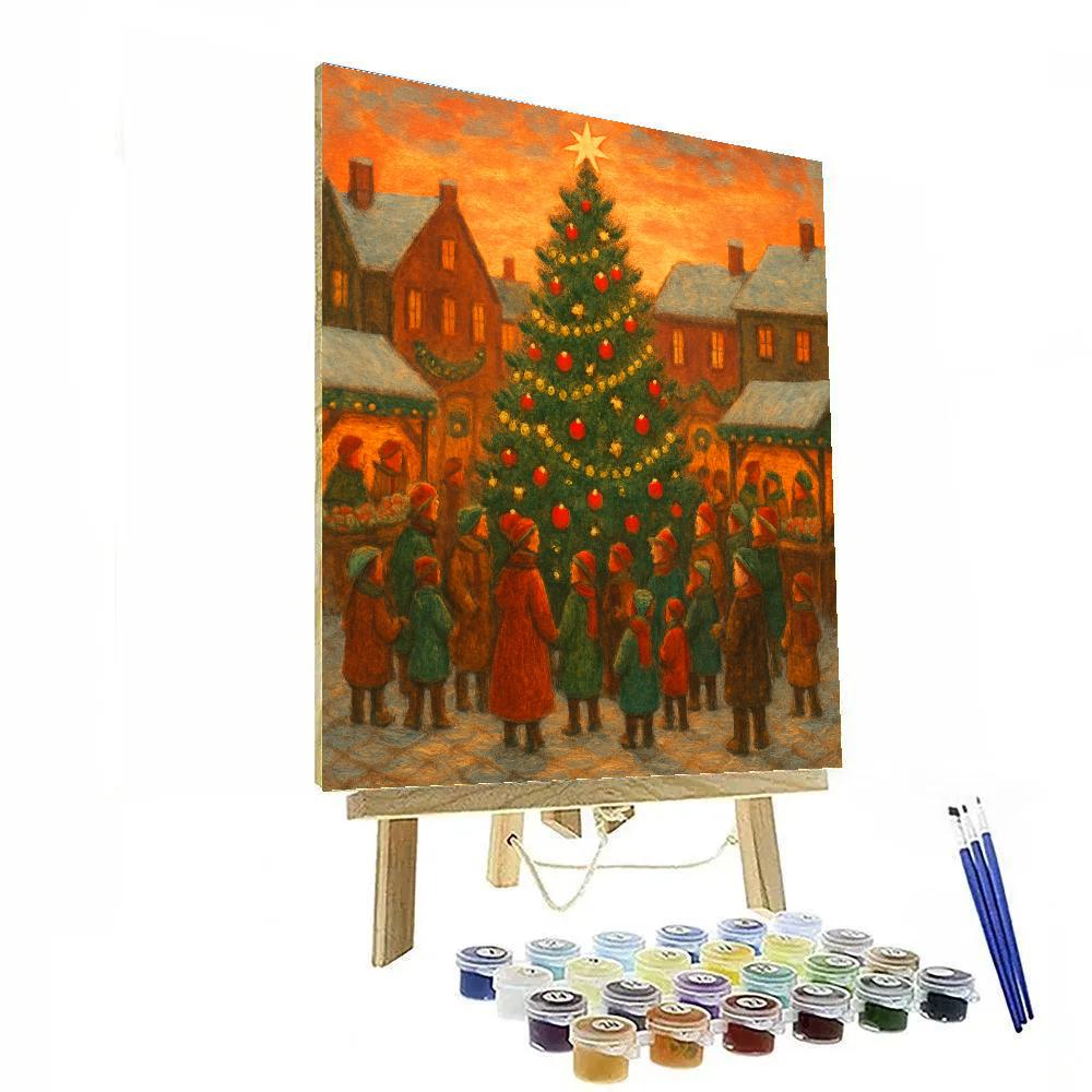 Town Square Tree Lighting Morning painting number kit