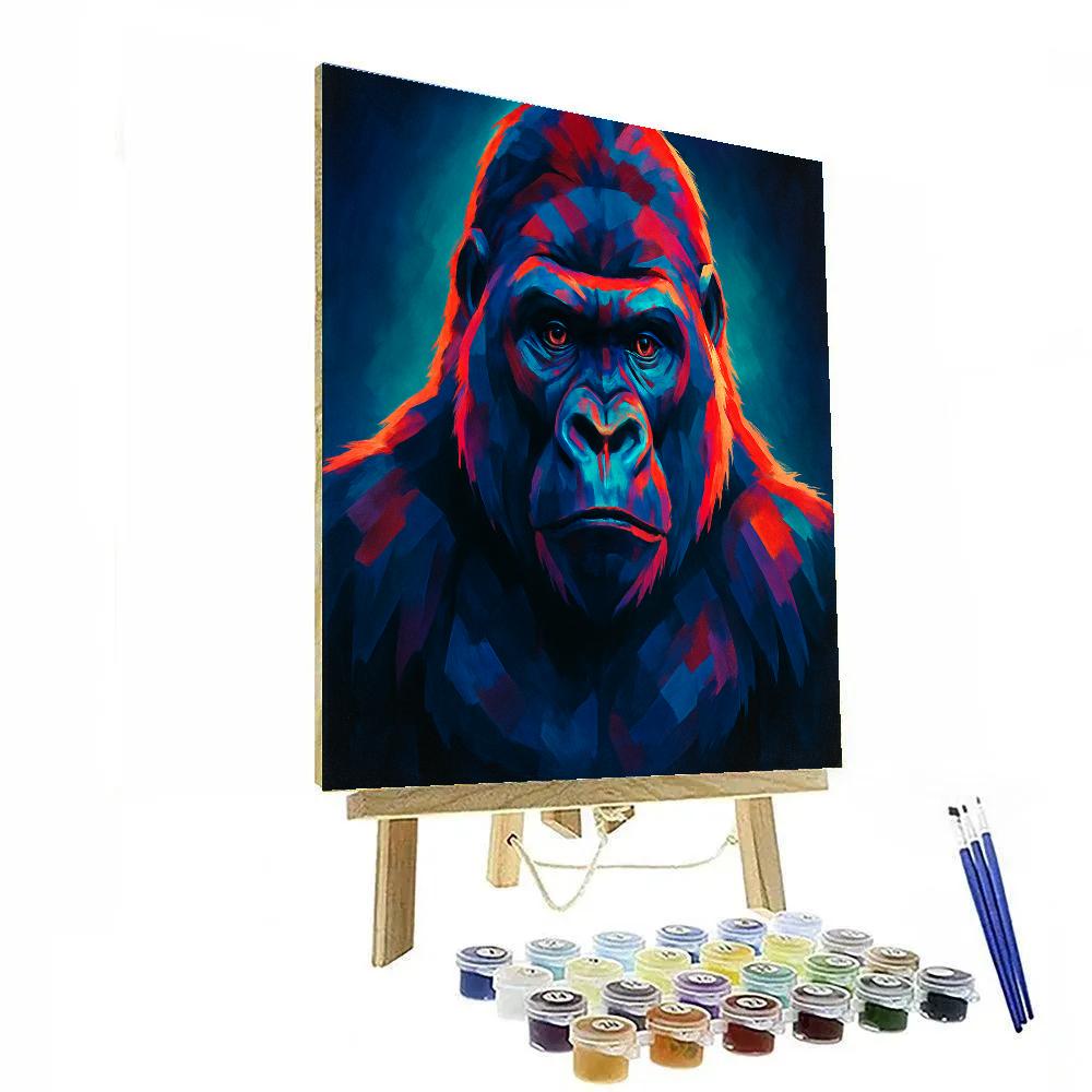 Prismatic Gorilla Close Up DIY paint by numbers