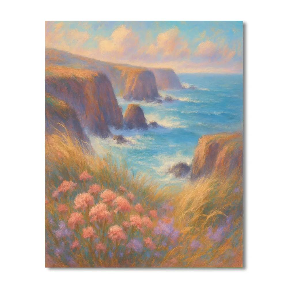 Seaside Cliffs In Bloom DIY paint by numbers
