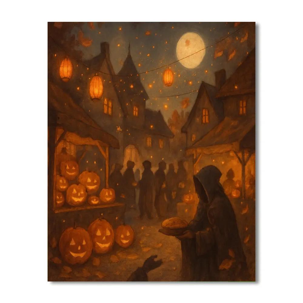 Rustic Lantern Festival Night Numbered painting kits