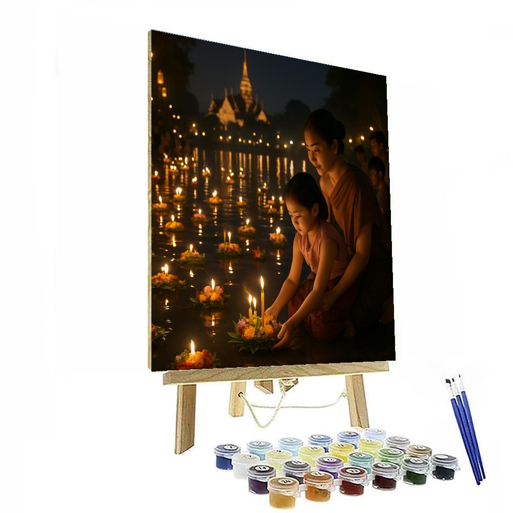 Lanterns Of Loy Krathong River painting number kit