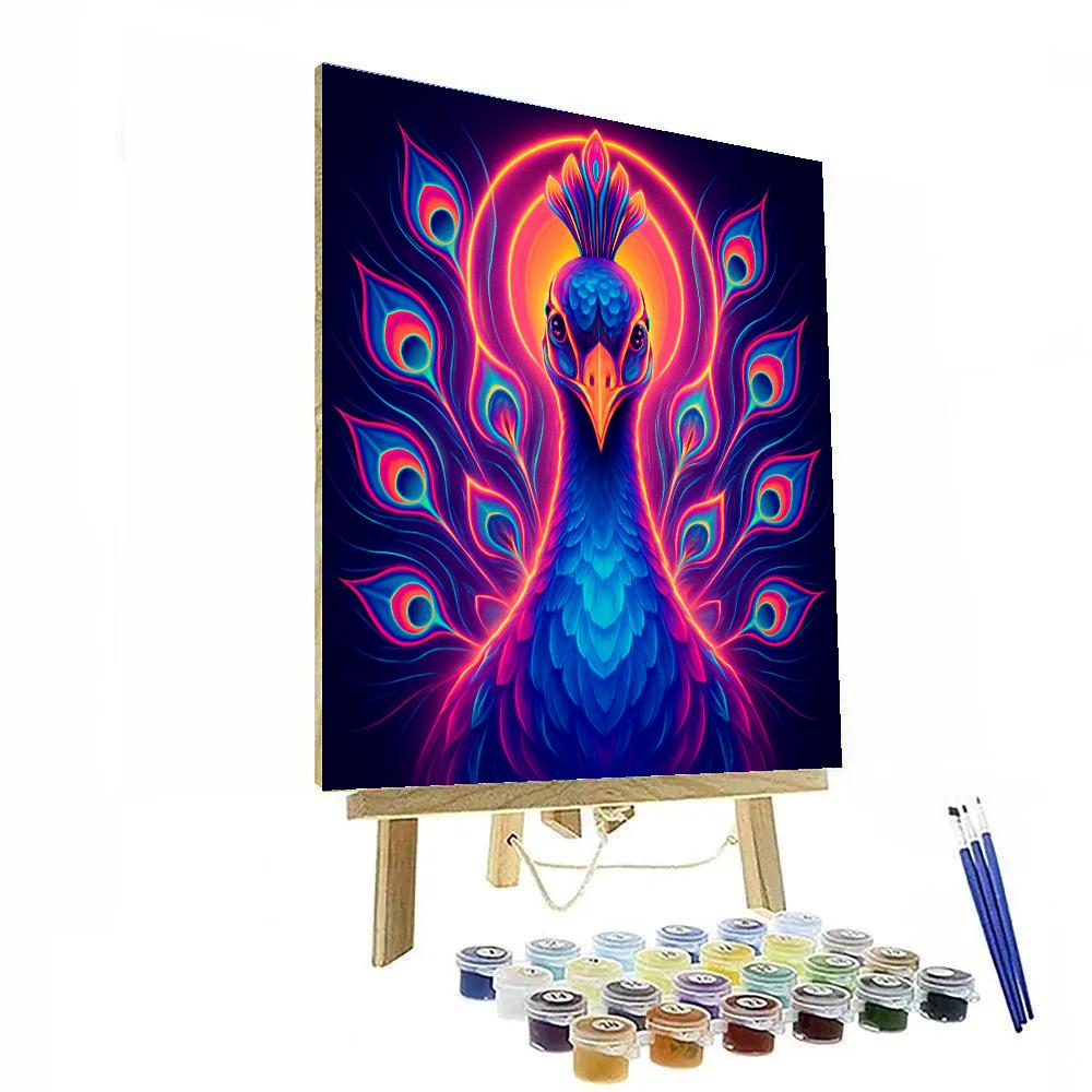Electric Peacock Halo paint by numbers