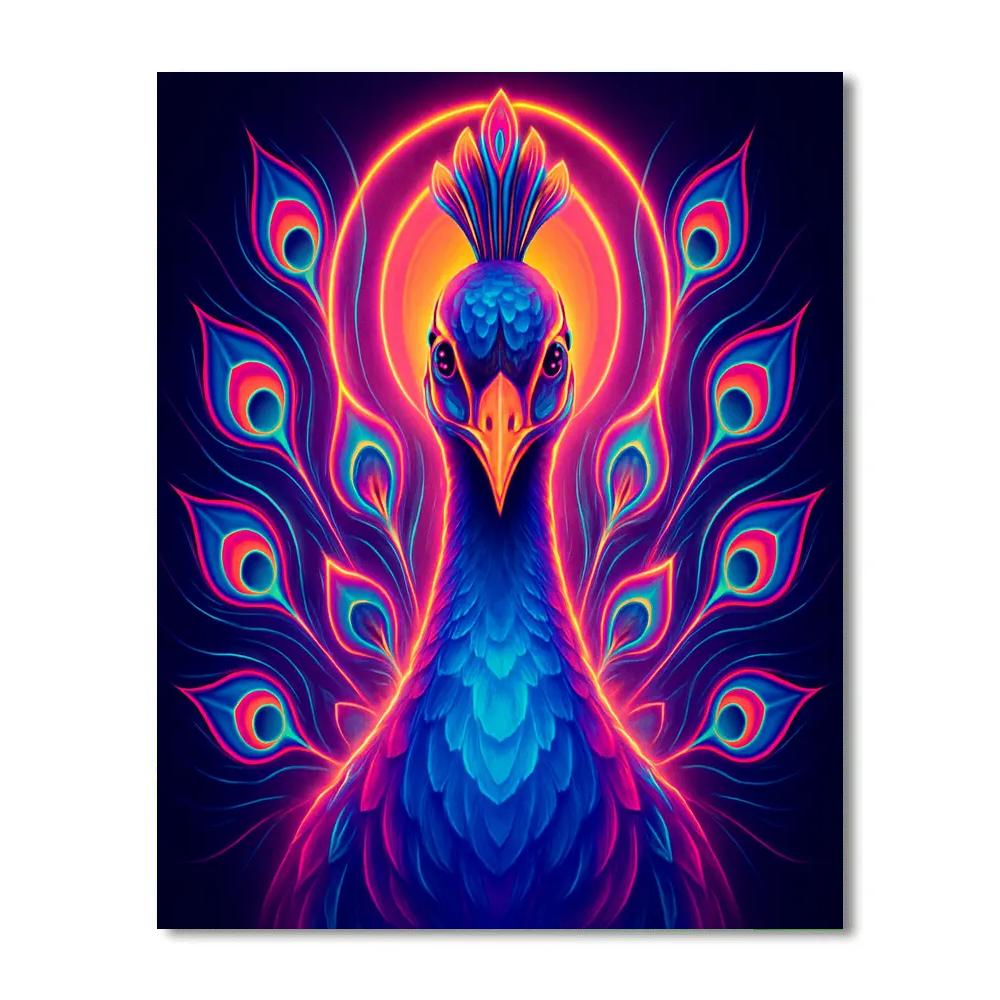 Electric Peacock Halo paint by numbers