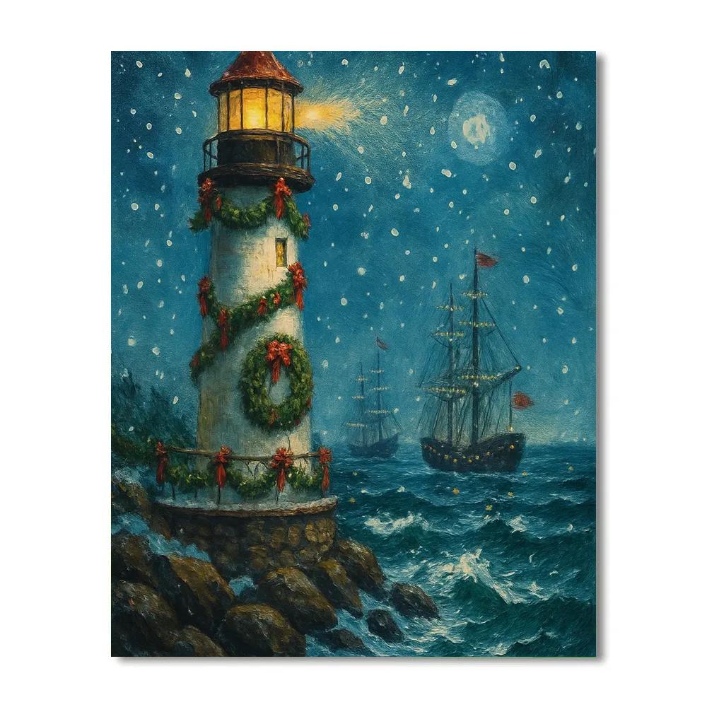 Lighthouse Holiday Beacon paint by numbers