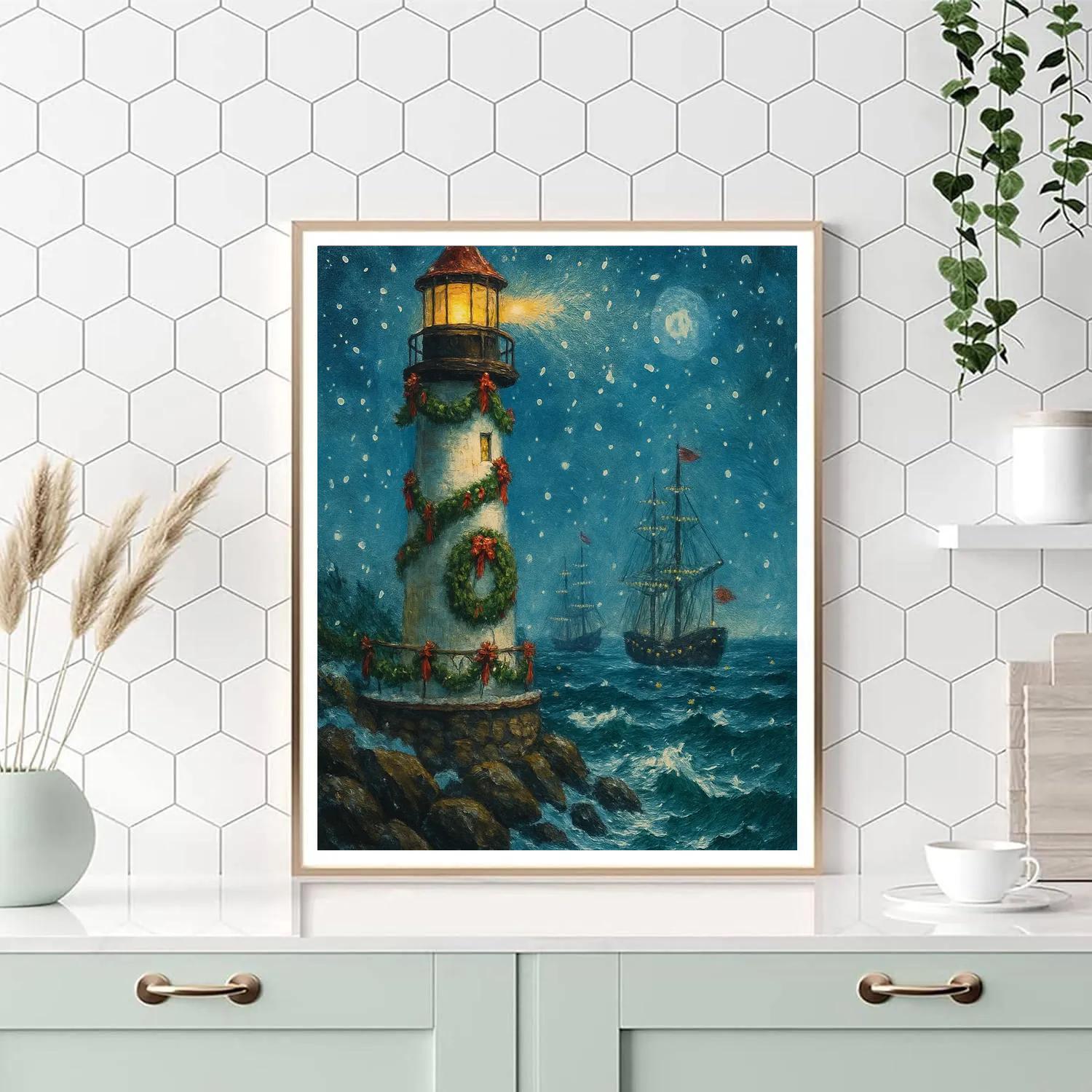 Lighthouse Holiday Beacon paint by numbers