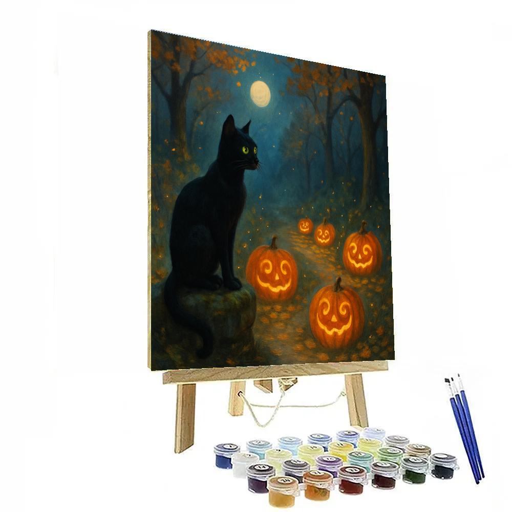 Whispering Moonlit Pumpkin Path DIY paint by numbers