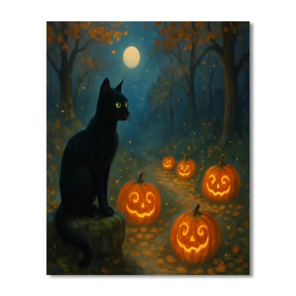 Whispering Moonlit Pumpkin Path DIY paint by numbers
