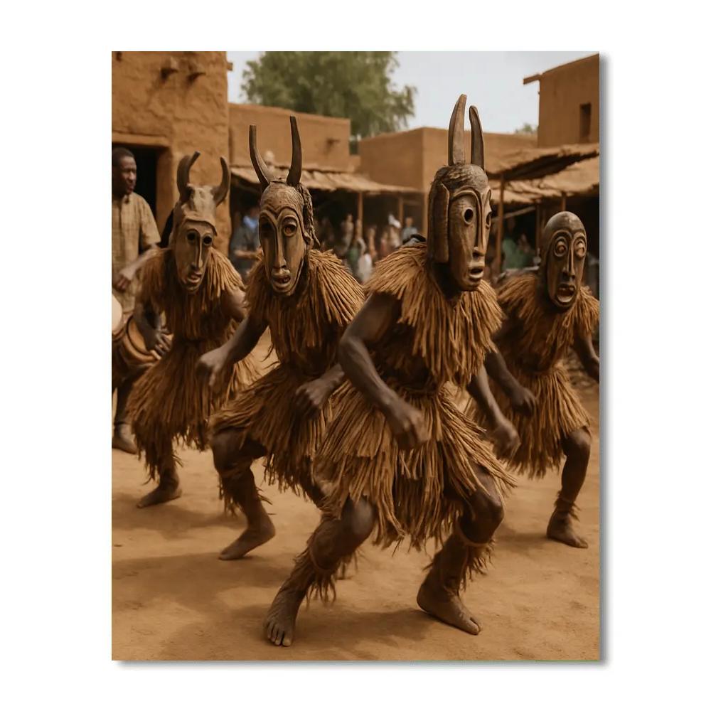 Ivory Coast Masked Festival Dance Number painting