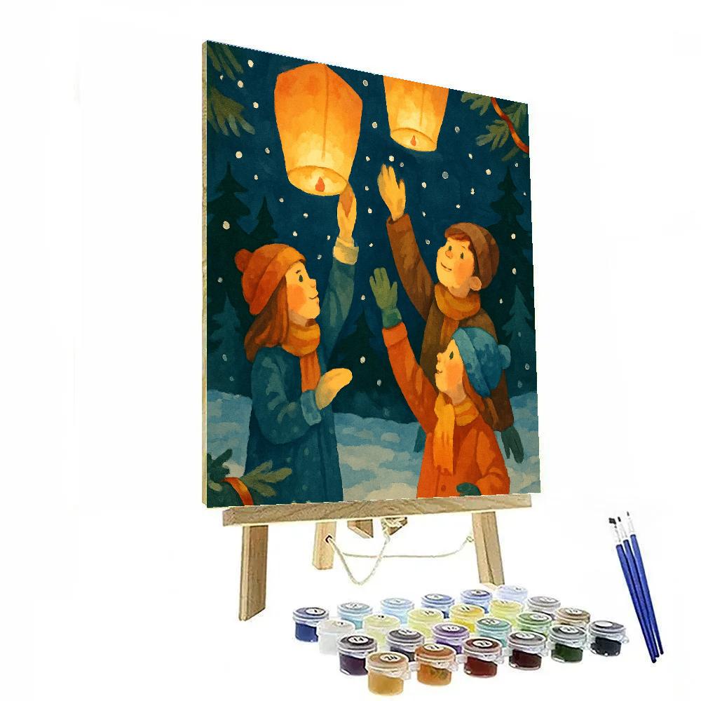 Lanterns In The Snow Painting by numbers kit