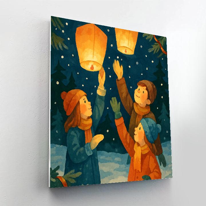 Lanterns In The Snow Painting by numbers kit