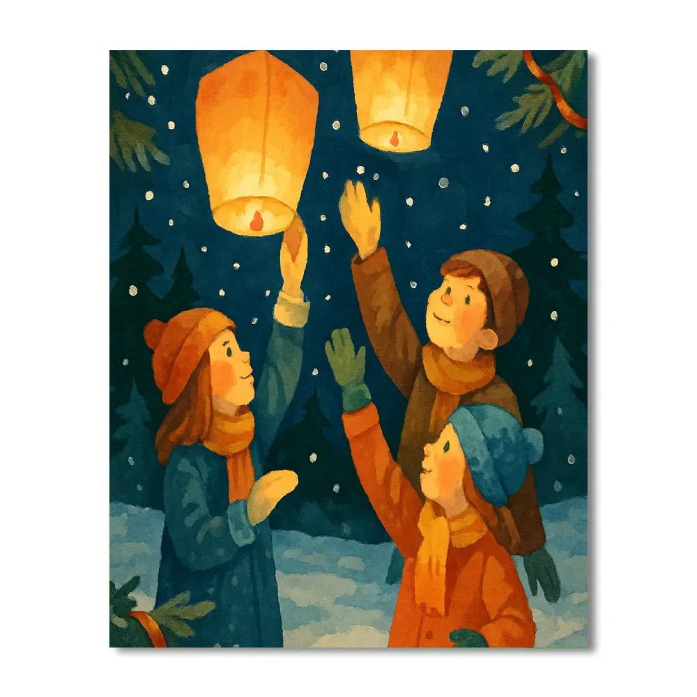 Lanterns In The Snow Painting by numbers kit