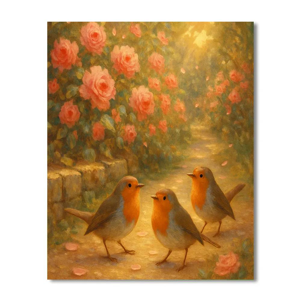 Robins In A Secret Garden Corner Number painting