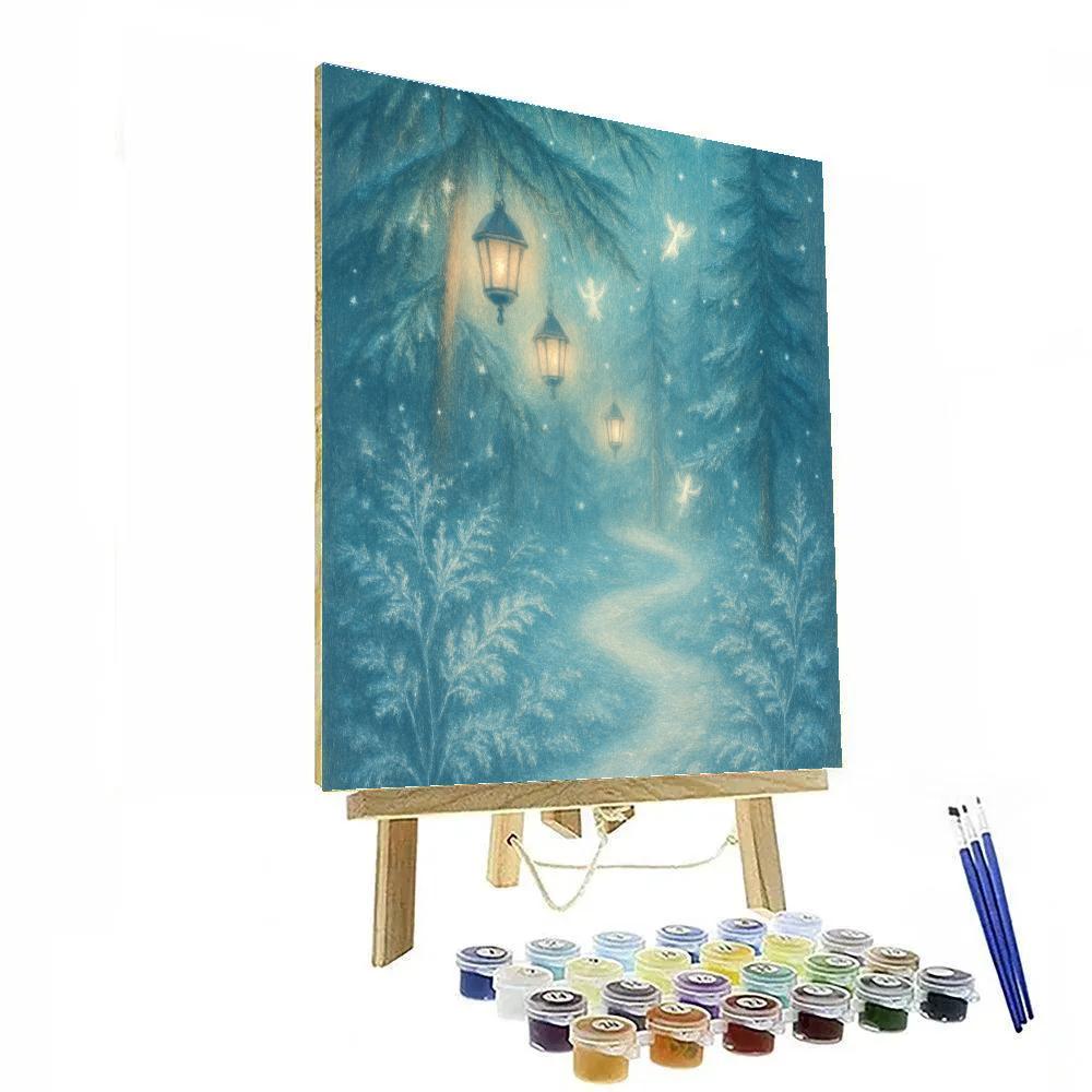 Frosted Forest Lantern Path paint by numbers