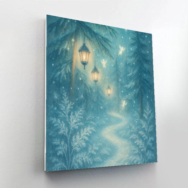 Frosted Forest Lantern Path paint by numbers