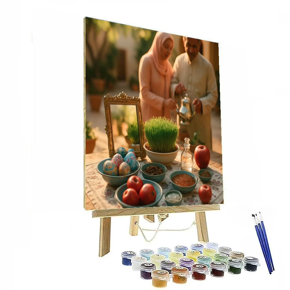 Nowruz Haft Sin Table Spring paint by color