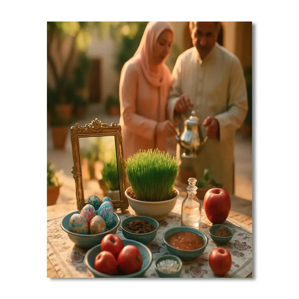 Nowruz Haft Sin Table Spring paint by color
