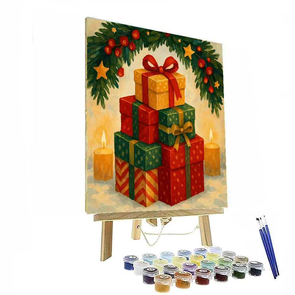 Gifts Beneath Garland paint by numbers