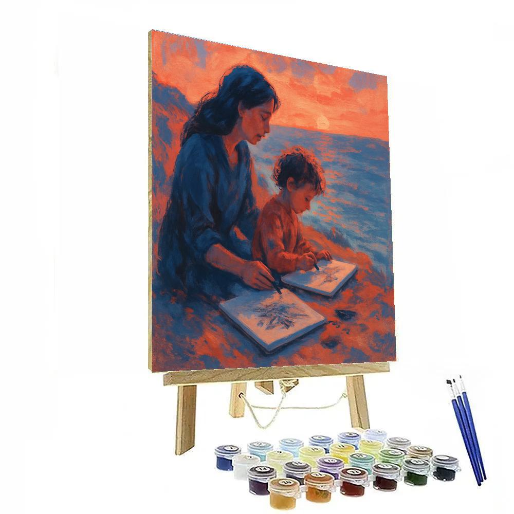 Sunset Sketching With Mom painting number kit