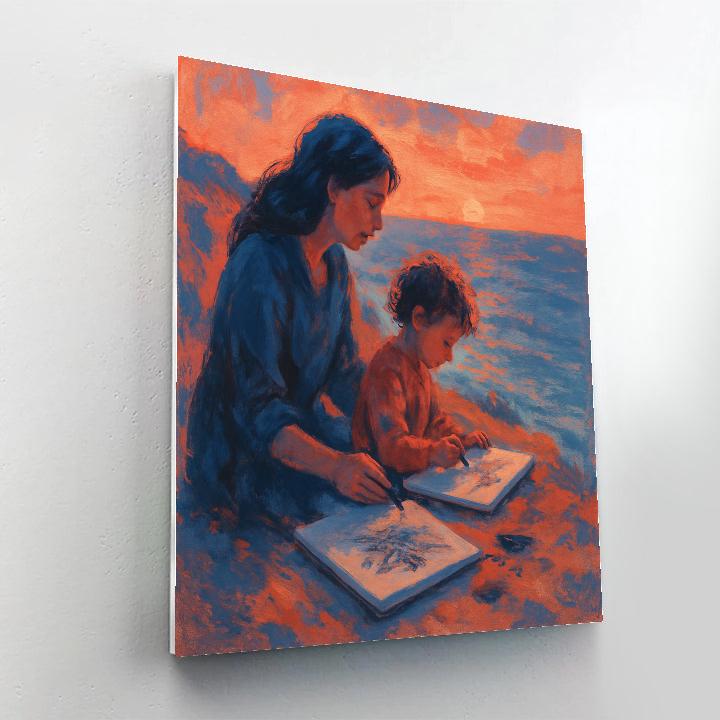 Sunset Sketching With Mom painting number kit