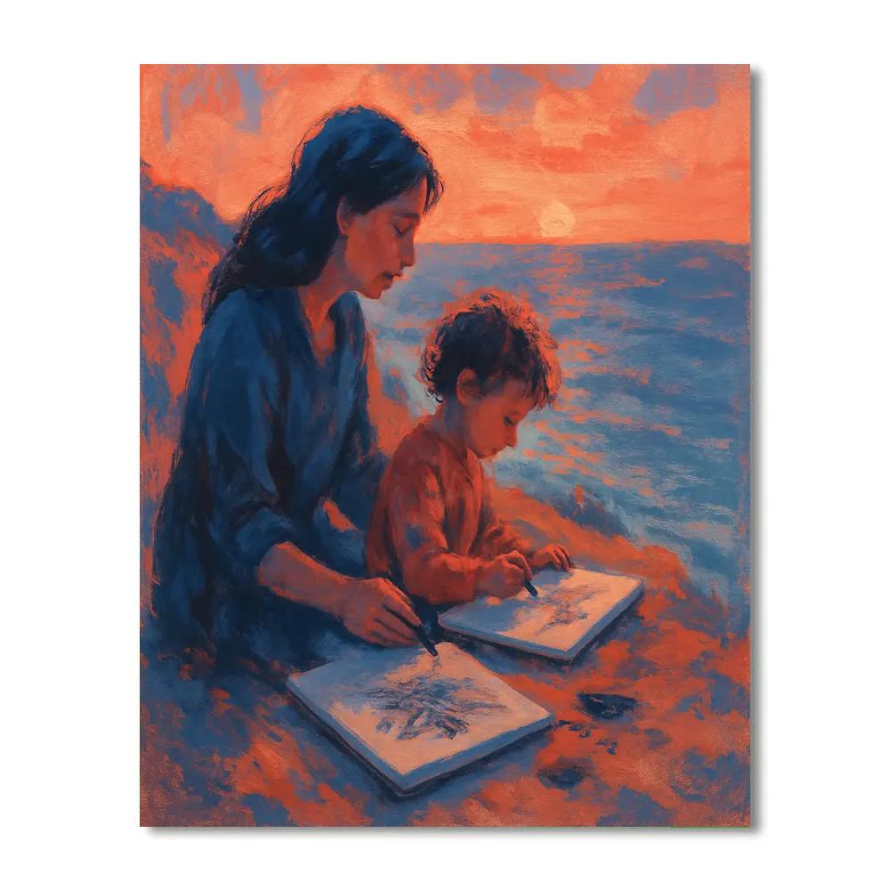 Sunset Sketching With Mom painting number kit