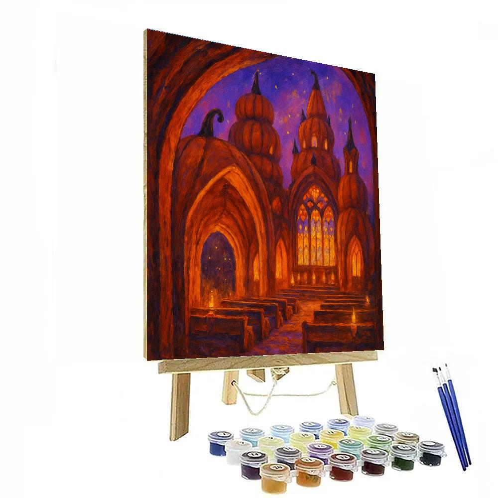 Pumpkin Lantern Cathedral Paint by numbers art