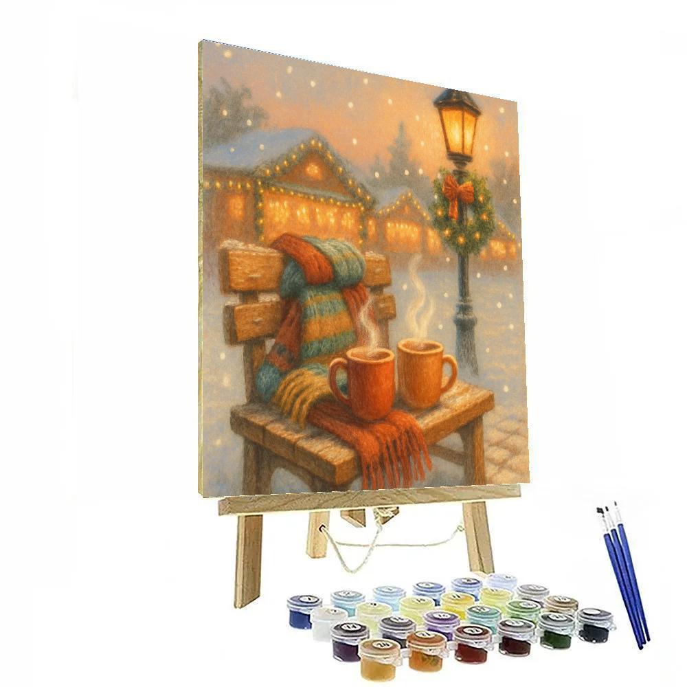 Hot Cocoa Bench By The Plaza paint by numbers