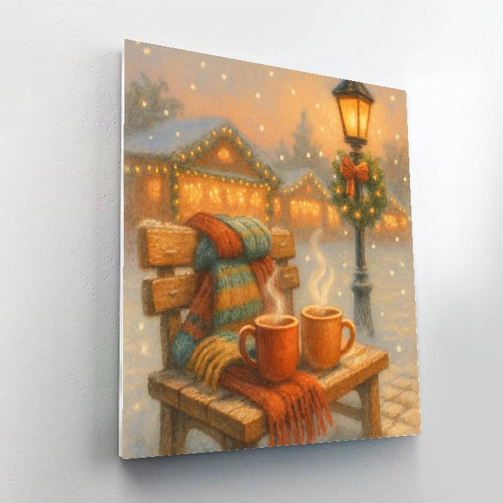 Hot Cocoa Bench By The Plaza paint by numbers