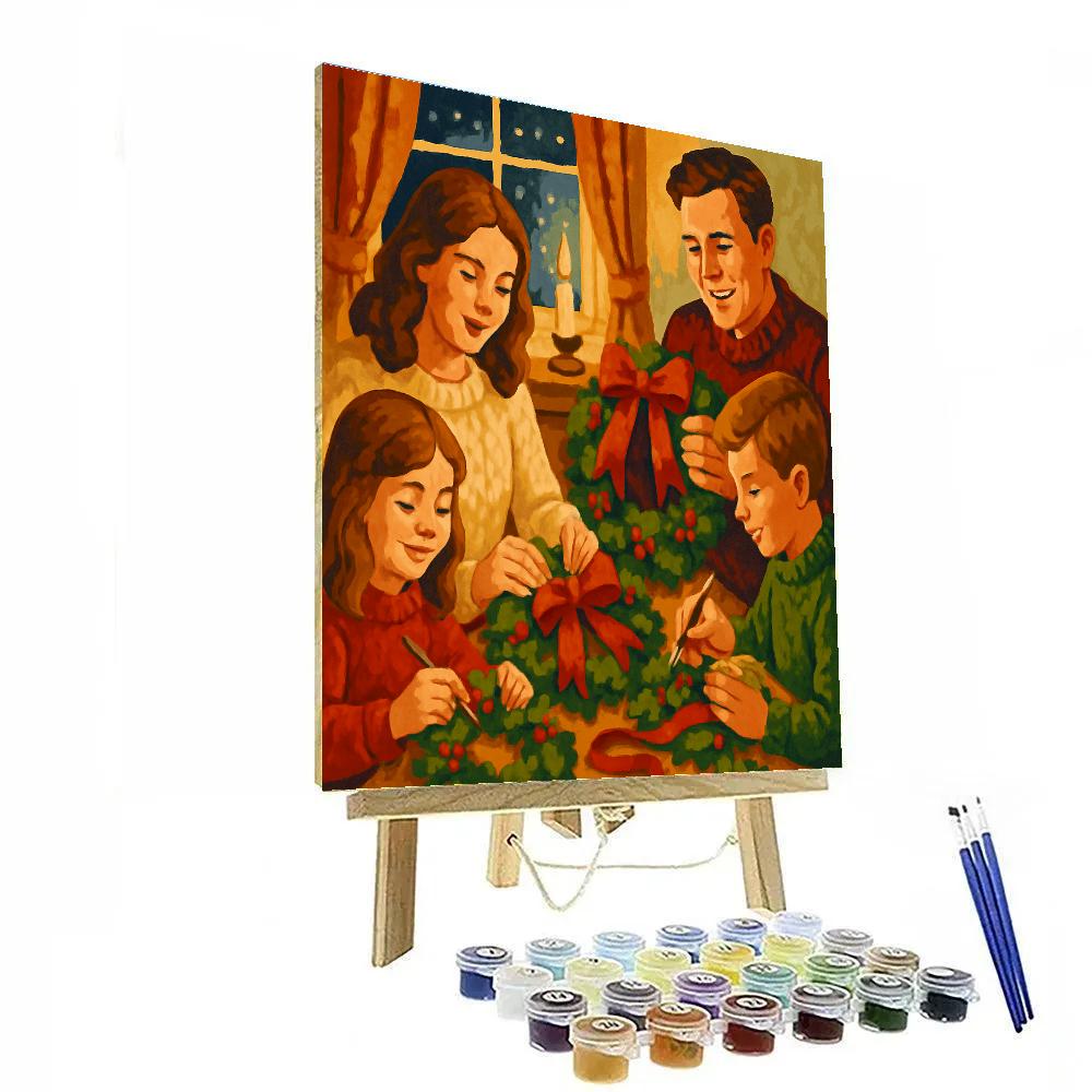 Ribboned Holly Gathering Paint by numbers art