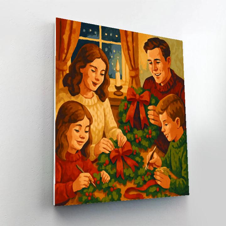 Ribboned Holly Gathering Paint by numbers art