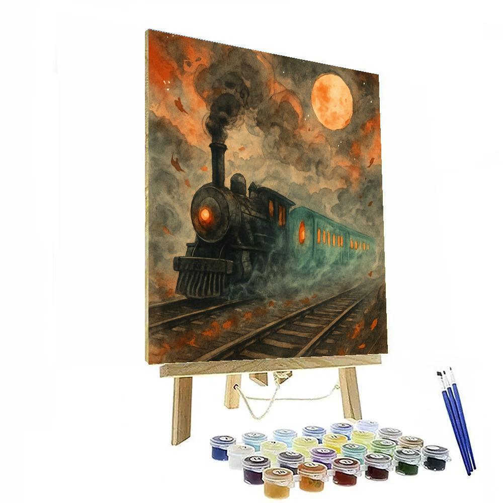 Ghostly Lantern Train DIY paint by numbers