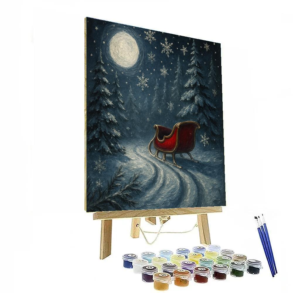 Sleigh Bells Through Moonlit Pines Number painting