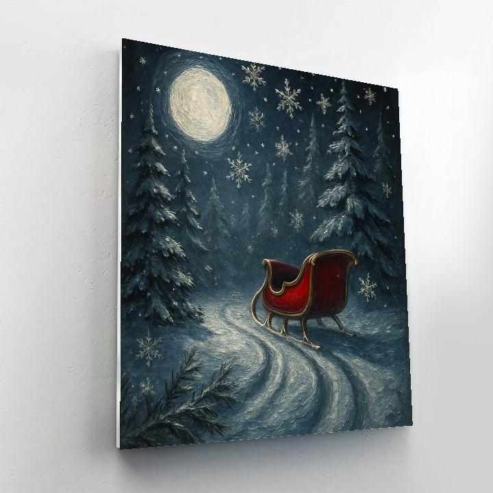 Sleigh Bells Through Moonlit Pines Number painting